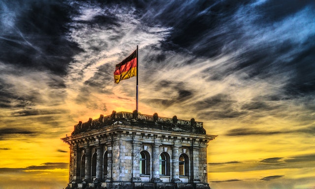 What flag is black red and yellow?