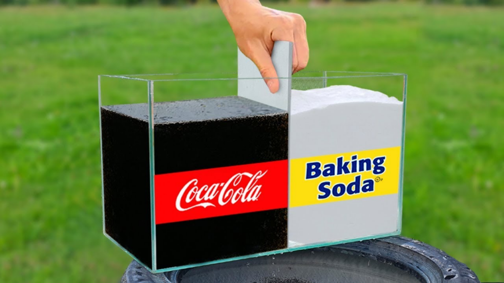 What happens when you mix coco-cola and baking soda?