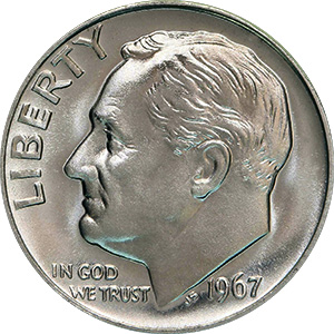 How much is a 1967 dime worth today?